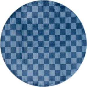 Ковер SAFAVIEH, 201 x 201 см, коллекции Groove — круглый, синий и светло-голубой, клетчатый дизайн, без линьки и простой в уходе, идеально для гостиной, столовой, спальни (GRV122M)