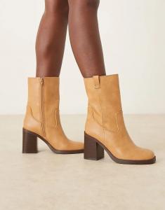 Ботильоны Ruby на блочном каблуке ASOS DESIGN верблюжьего цвета