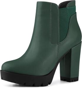 Женские ботильоны Allegra K на массивном высоком каблуке с платформой, Dark Green