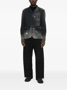 Рубашка-жакет с пуговицами и эффектом потертости Khoki, черный