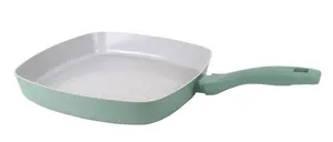 Сковорода-гриль XL 28 x 28 см с керамическим антипригарным покрытием, мягкой ручкой, подходит для всех плит, включая индукционные, зеленая Hatex
