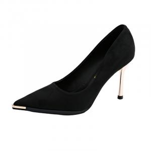 Alxnan Женские черные туфли на высоком каблуке с гальваническим покрытием, цвет Electroplated Black