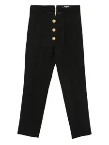 Брюки с застежкой на пуговицу Balmain Kids, черный