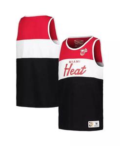 Майка-топ со специальными надписями для больших мальчиков и девочек, красно-черная, классическая, из хардвуда, Miami Heat Mitchell & Ness