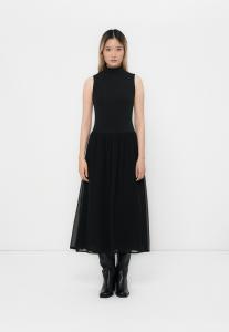Платье GAP HIGH NECK MIXED MEDIA MAXI, Black/Black Denim