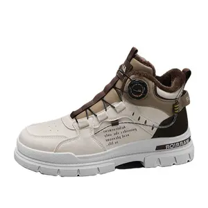 WARRIOR Мужские зимние ботинки Martin Umber в бежево-хаки с меховой подкладкой, цвет Beige Khaki Brown Fleece-Lined