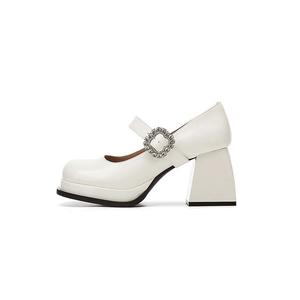 DAPHNE Женские туфли Мэри Джейн на массивном каблуке бежевые, цвет Beige