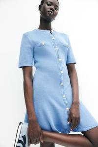 Платье из трикотажного полотна с пуговицами H&M, синий