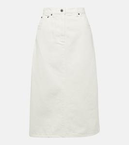 Джинсовая миди-юбка с высокой талией Prada, белый
