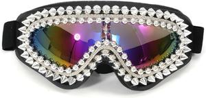 Солнцезащитные очки Y2K большого размера для женщин и мужчин, с металлическими заклепками, в стиле байкера, для Хэллоуина и вечеринки, с защитой от УФ-излучения UV400 Melrose, Black Colour