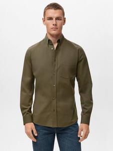 Хлопковая рубашка Regular Fit из твила Mango, Medium Brown