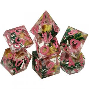 Аксессуары Metallic Dice Games Sharp-Edge Polyhedral Set: Chrysanthemum W/ Pink (7)