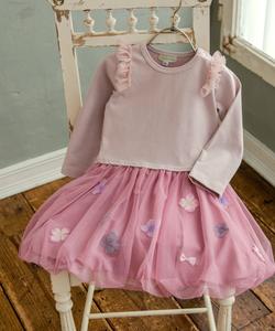 Платье-баллон с цветами и лентами (с длинными рукавами) (110-130 см) Panpantutu, цвет Rose Garden