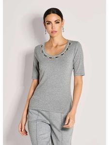 MADELEINE Элегантный топ с драгоценными камнями графитового/меланжевого цвета