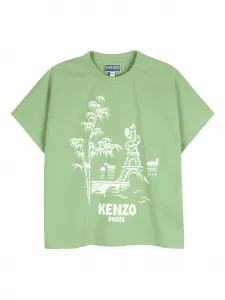 Футболка с принтом Kenzo Kids, зеленый