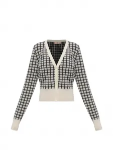 Кардиган с V-образным вырезом в клетку Marni, бежевый