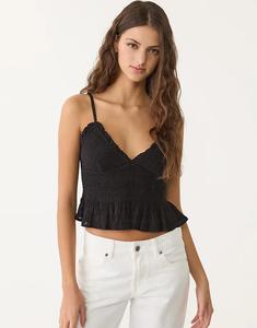 Текстурированный топ Stradivarius с оборкой черного цвета