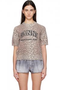 Ganni Футболка из коричневой шерстяной смеси