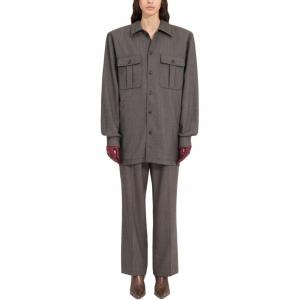 FW25 Длинное платье с длинными рукавами для женщин MM6 Maison Margiela, коричневый