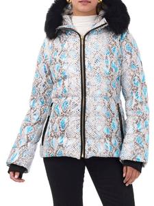 Пуховик Toscana с принтом Aprés-Ski и отделкой из овчины Mtl By Gorski, цвет Blue Grey