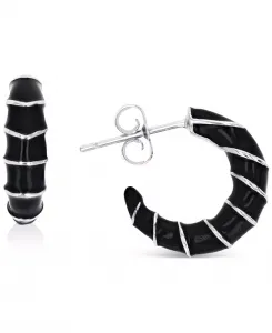 Серьги-Кольца с эмалью из стерлингового серебра или 14-каратного золота поверх стерлингового серебра, 0,63 дюйма Macy'S, black/silver