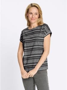 Рубашка с короткими рукавами в черно-бежевом цвете с принтом Sieh an!