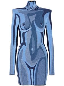 Трикотажное платье мини Balmain, синий
