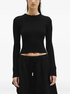 Укороченная футболка Кати в рубчик Ann Demeulemeester, черный