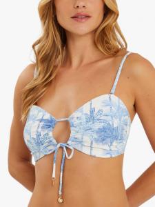 Бикини топ с принтом пальм и завязкой спереди Accessorize, White/Multi
