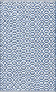 Ковер SAFAVIEH, 69 x 115 см, Montauk Collection, Ivory & Blue, ручной работы, геометрический, хлопковый, подходит для помещений с высокой проходимостью: прихожая, гостиная, спальня (MTK716C)