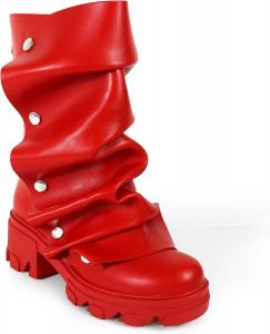 Liliana Женские ботинки средней длины с массивным каблуком и золотой пуговицей, модные ботильоны