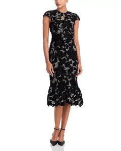 Платье-Миди Clover с открытой спиной Alice And Olivia, черный