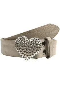 Кожаный ремень LIFEBURG by showroom 019° со сменной застежкой "Golf Heart Silver" Rettungsring By Showroom 019°, серый