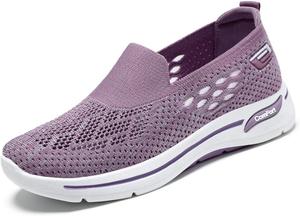 Женские слипоны для прогулок, повседневные легкие кроссовки с вырезами, удобные спортивные кроссовки, дышащие сетчатые тренеры, для путешествий, работы и вождения Generic, пурпурный