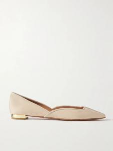 Балетки Maia из блестящей кожи с репсовой отделкой Aquazzura, кремовый