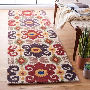 Ковер-дорожка SAFAVIEH, 77 x 366 см, Soho Collection Ivory/Red SOH445A ручной работы из премиальной шерсти