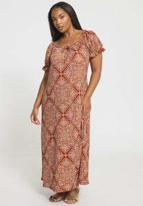 Платье Yours Clothing Maxi dress, Brown/Ochre