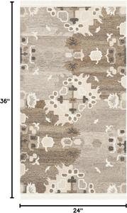 Ковер для пола SAFAVIEH, 61 x 92 см, Natural Kilim Collection - Grey & Multi, ручной работы, марокканский богемный племенной стиль, шерсть и вискоза, идеально для помещений с высокой проходимостью: прихожая, гостиная, спальня (NKM318A)