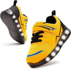 Детские кроссовки Floranate с подсветкой для мальчиков и девочек, светящиеся LED, легкие для прогулок и тенниса, для малышей и маленьких детей, желтый