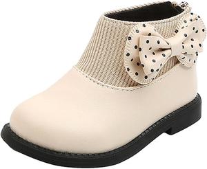 Детские ботинки IWIHMIV для девочек, с молнией сзади, на плоской подошве, короткие ботильоны, модная обувь для малышей, повседневные туфли, White