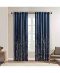 Штора Andora с вышивкой в виде ботанического узора, ширина 50 дюймов, длина 95 дюймов Madison Park, Navy