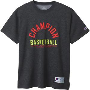 Мужская футболка Champion C3-XB351 с коротким рукавом, круглый вырез, влагоотводящая, быстросохнущая, антипригарная, антибактериальная, отталкивающая запахи, с графическим принтом, баскетбольная, вересково-черный