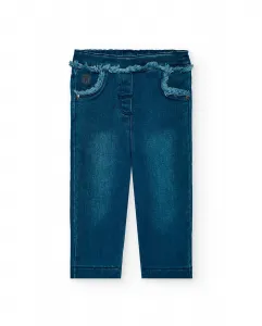 Брюки свободного кроя для девочек с эластичным поясом Boboli, темно-синий