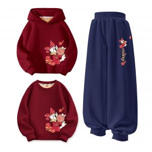 Детский костюм Tang с круглым вырезом и толстым воротником Disney, [thickened and fleece-lined]di team fan dai_bottom right бордовый+di team fan dai k темно-синий +di team fan dai_bottom right бордовый