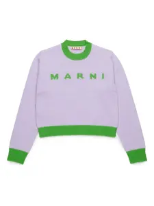 Джемпер в стиле колор-блок Marni Kids, фиолетовый