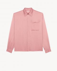 Рубашка из крепа на шелковой атласной основе SAINT LAURENT, розовый