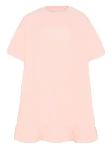 Платье с короткими рукавами и оборками Fendi Kids, розовый