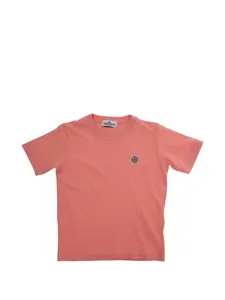 Футболка с нашивкой-логотипом Stone Island Junior, оранжевый
