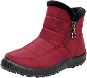 Женские зимние ботинки, снегоступы, утепленные мехом, водонепроницаемые, с противоскользящей подошвой, короткие ботинки до щиколотки для холодной погоды, уютные, с плотным плюшевым утеплителем, хлопковые Qacksv, Red