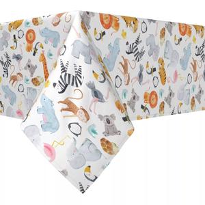 Прямоугольная скатерть, 100 % полиэстер, 60x104 дюйма, акварельные краски Safari Animals.
